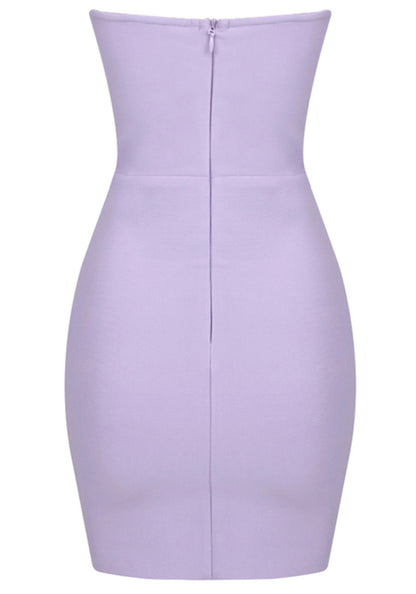 Strapless Bustier A Line Dress Lavender