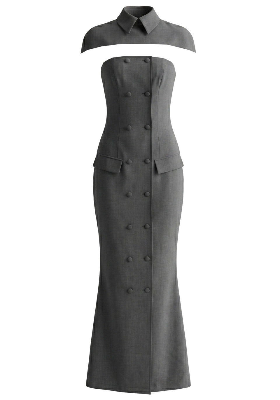 Collar Detail Strapless Maxi Dress Grey HV2977