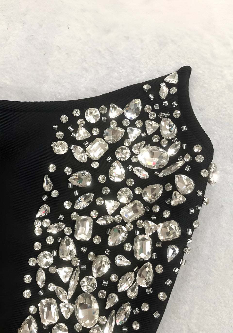 Strapless Crystal Side Dress Black HV2653