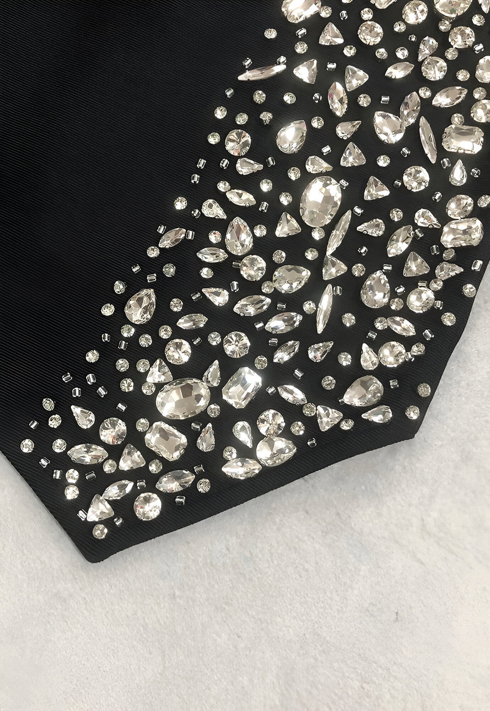 Strapless Crystal Side Dress Black HV2653