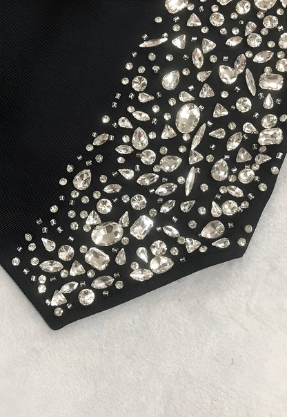Strapless Crystal Side Dress Black HV2653