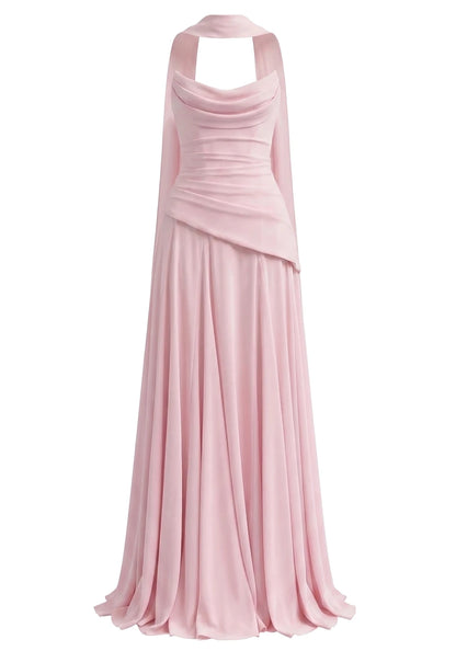 Strapless Draped Corset A Line Maxi Dress HV3184