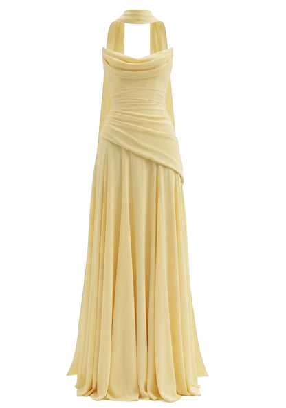 Strapless Draped Corset A Line Maxi Dress HV3184