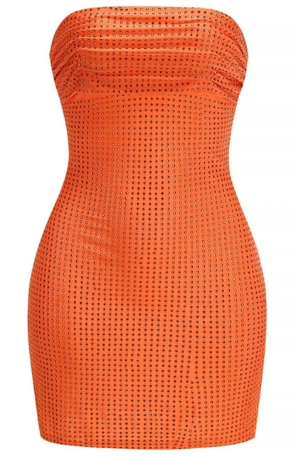 Strapless Embellished Dress Orange HV2643