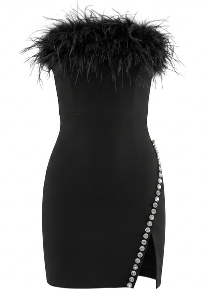 Strapless Feather Crystal Dress HV3116