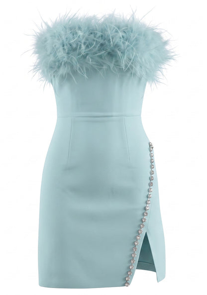 Strapless Feather Crystal Dress HV3116