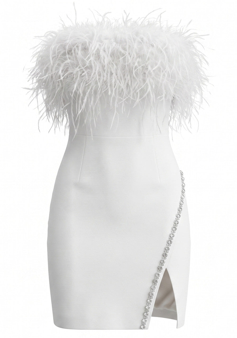 Strapless Feather Crystal Dress HV3116
