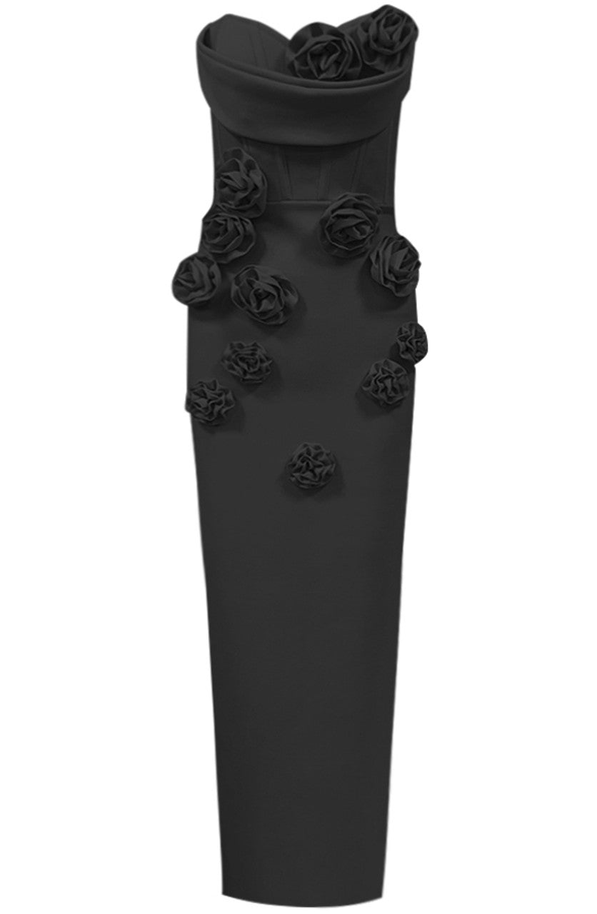 Strapless Floral Corset Maxi Dress
