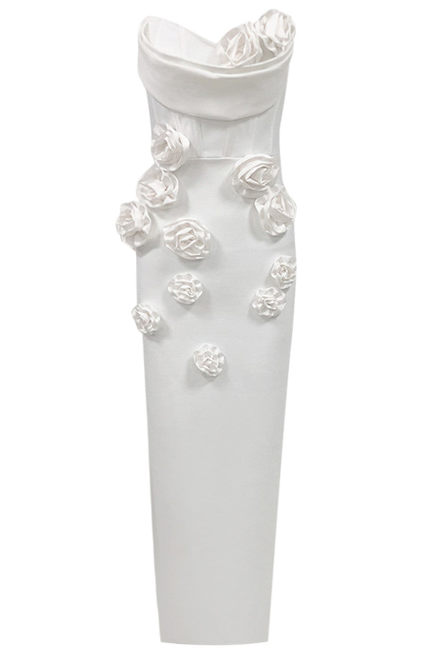 Strapless Floral Corset Maxi Dress