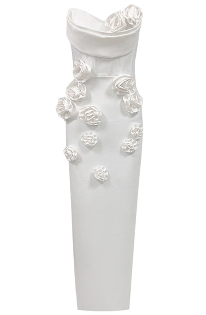 Strapless Floral Corset Maxi Dress