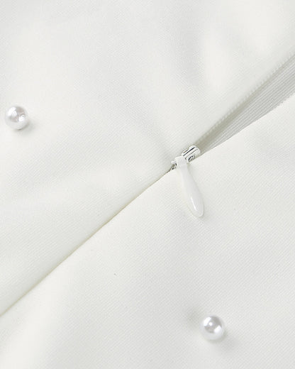 Strapless Pearl Maxi Dress White HV1774