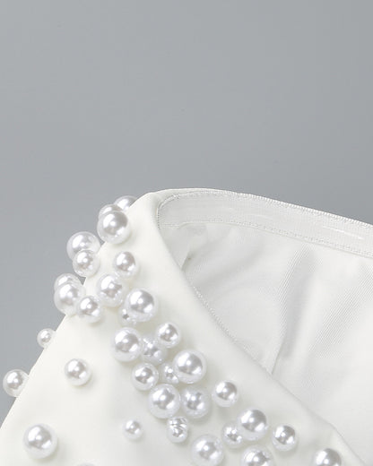 Strapless Pearl Maxi Dress White HV1774