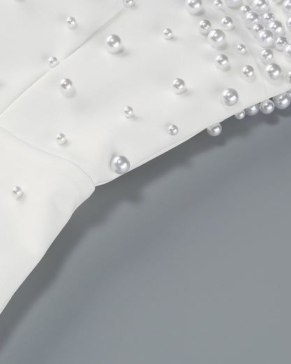 Strapless Pearl Maxi Dress White HV1774