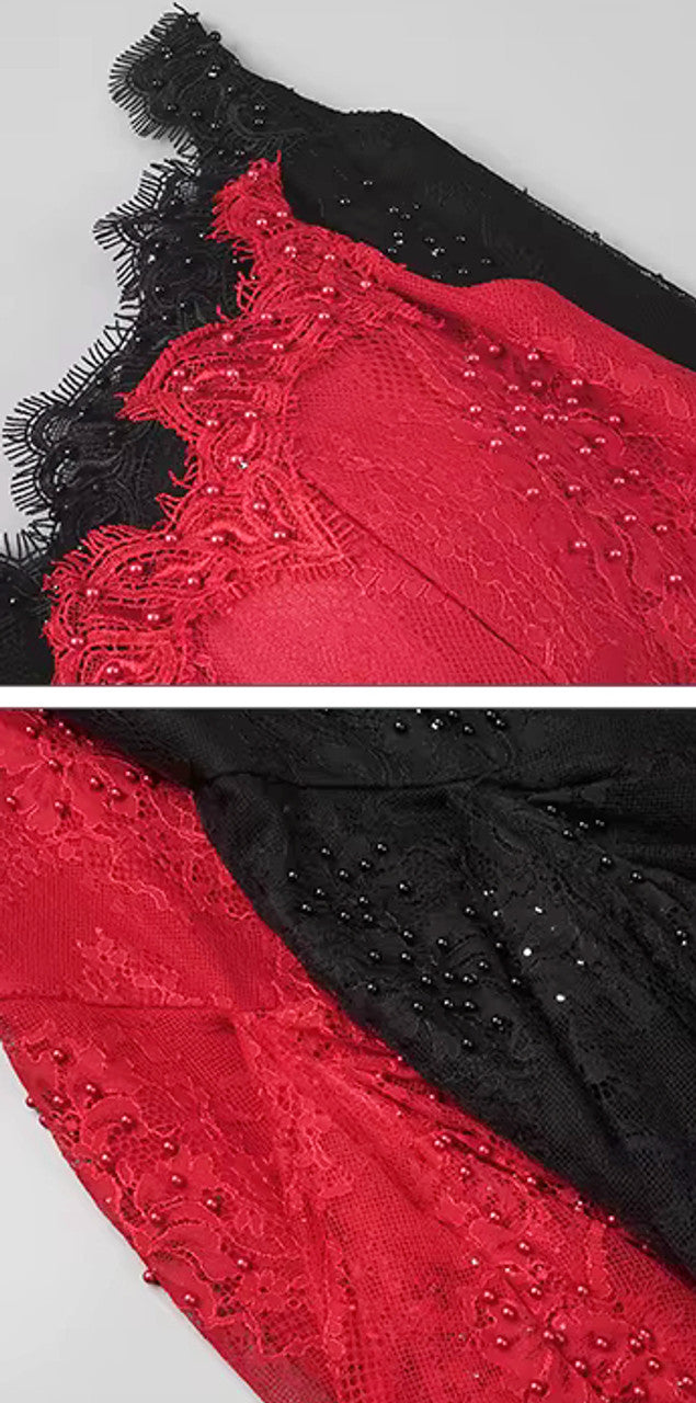 Strapless Embellished Lace Corset Dress