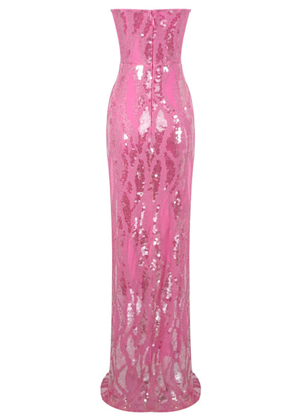 Strapless Sequin Maxi Dress Pink HV1966