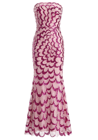 Strapless Sequined Maxi Dress Pink HV2974