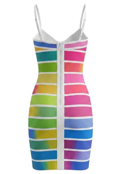 Structured Striped Dress Rainbow HV3010