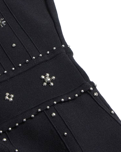 Studded A Line Midi Dress Black