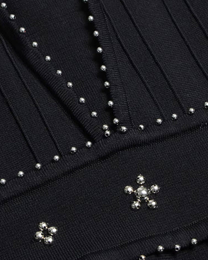 Studded A Line Midi Dress Black