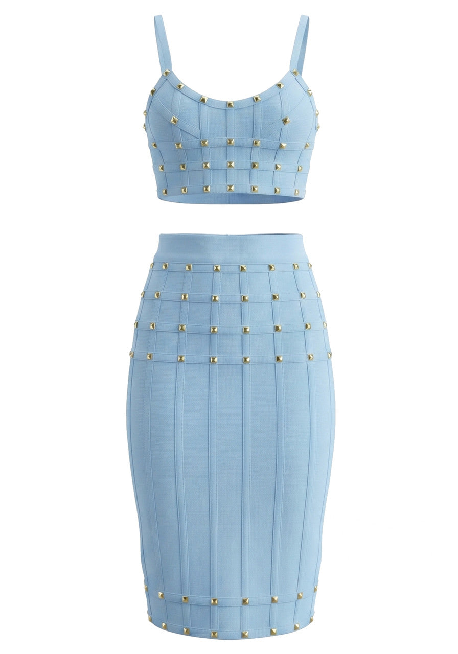 Studded Structured Midi Two Piece Dress HV3036
