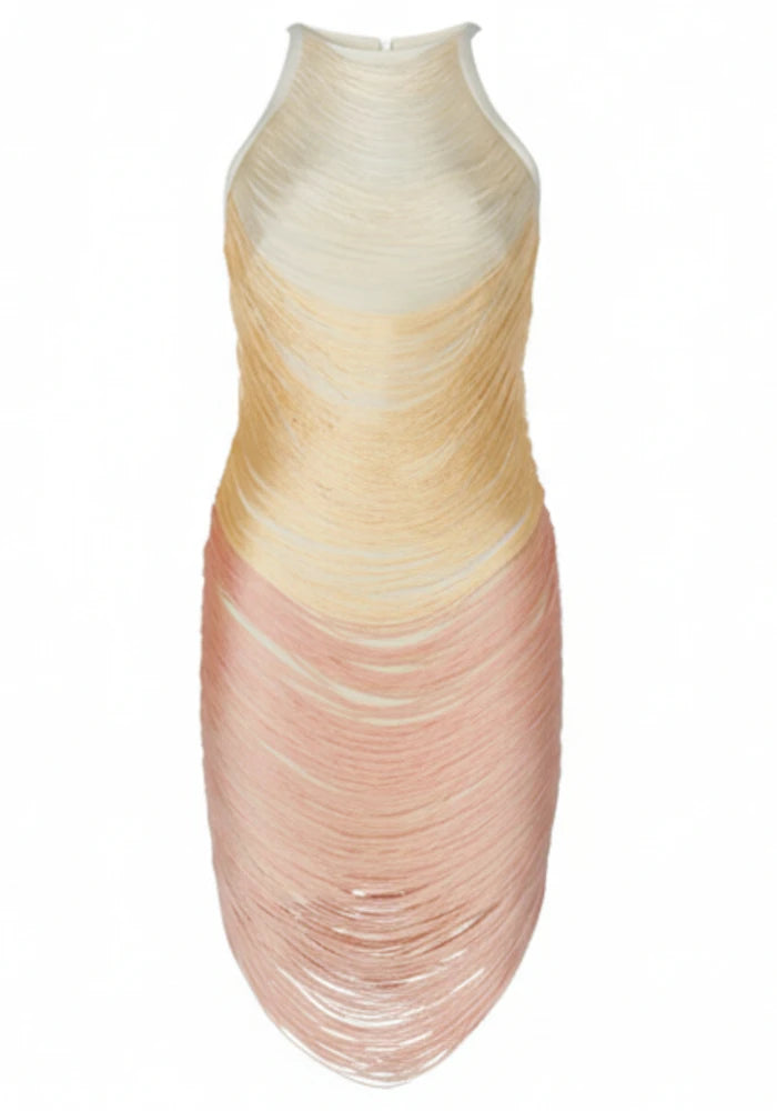 Tassel Detail Dress Gold Pink HV2755