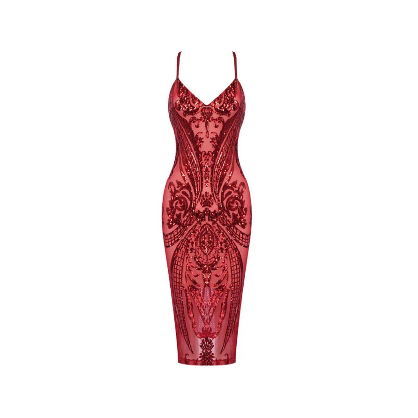 Sequin Detail Midi Dress Red HV2021
