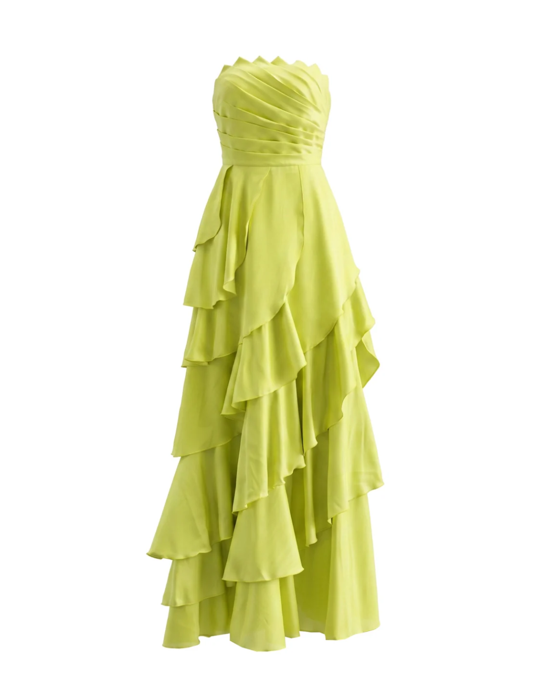 Strapless Ruffle Maxi Dress Lime Green HV3120