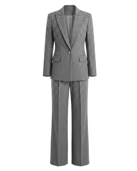 Crystal Embellished Suit Grey HV3064