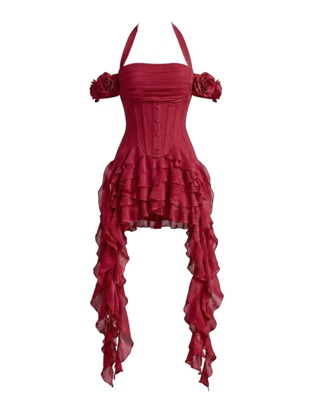 Halter Corset Ruffle Maxi Dress HV3047
