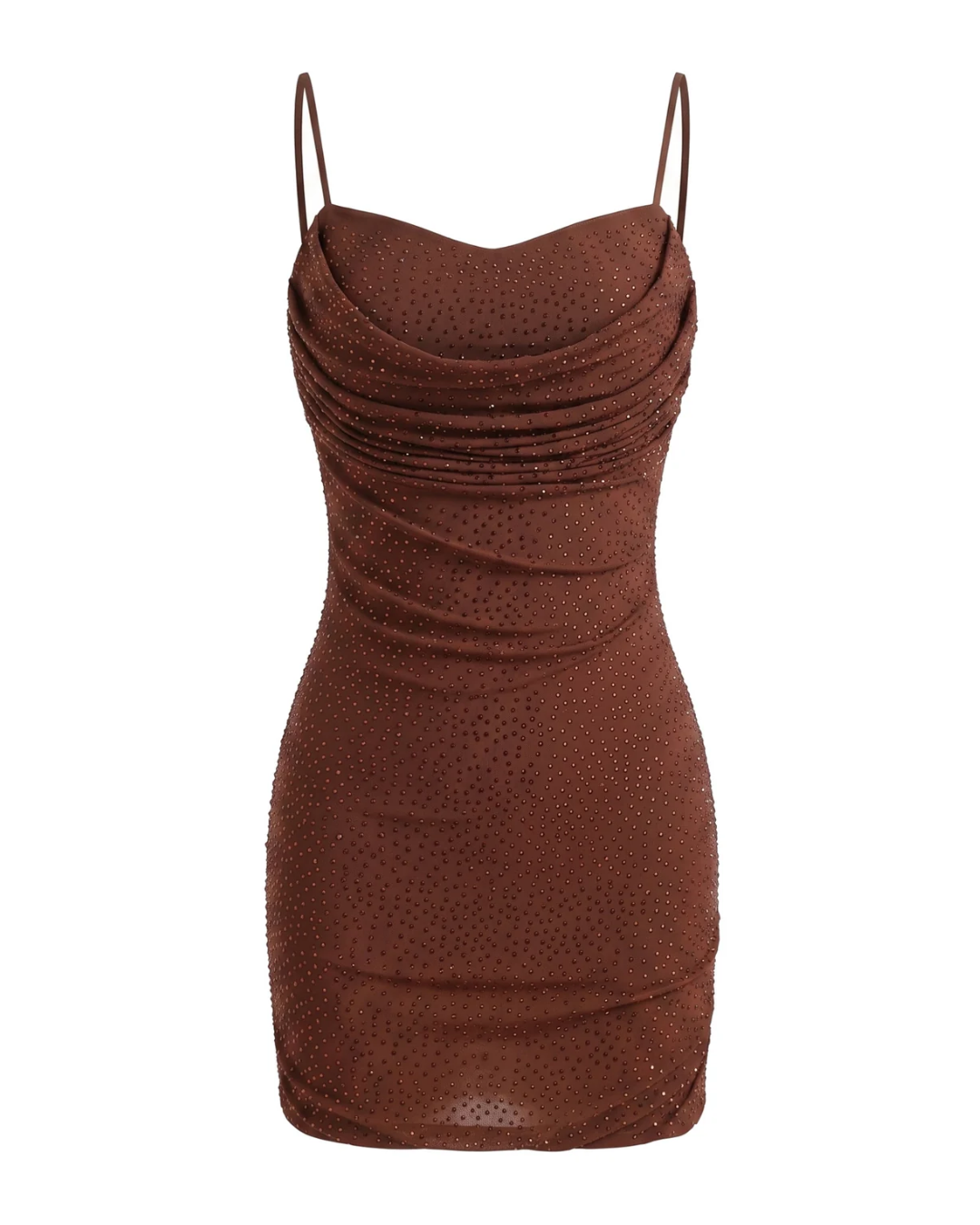 Draped Sparkly Dress Brown HV3043
