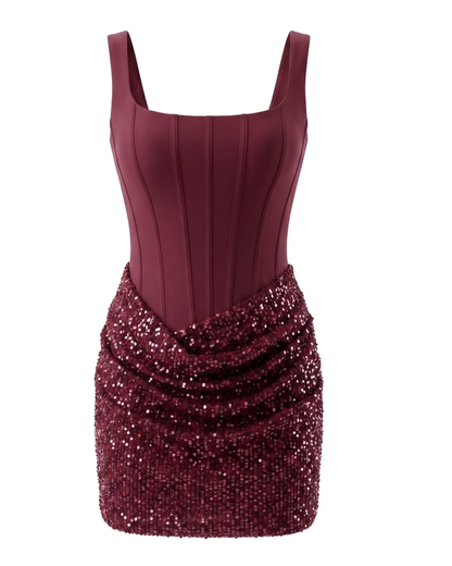 Sequin Draped Corset Dress HV3160