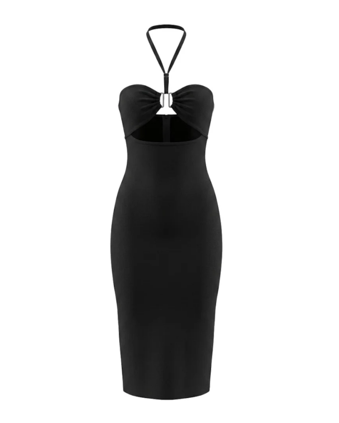 Halter Bustier Midi Dress Black HV3044