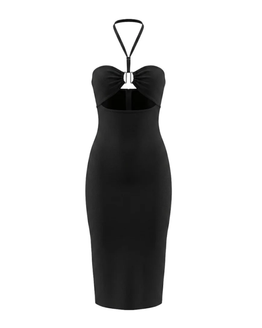 Halter Bustier Midi Dress Black HV3044