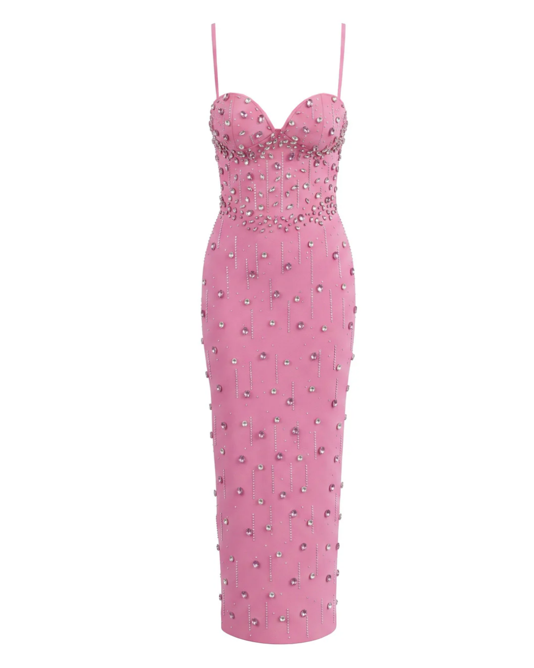 Crystal Embellished Bustier Maxi Dress Pink HV2894