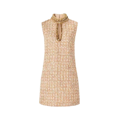 Crystal Sequin Dress Gold
