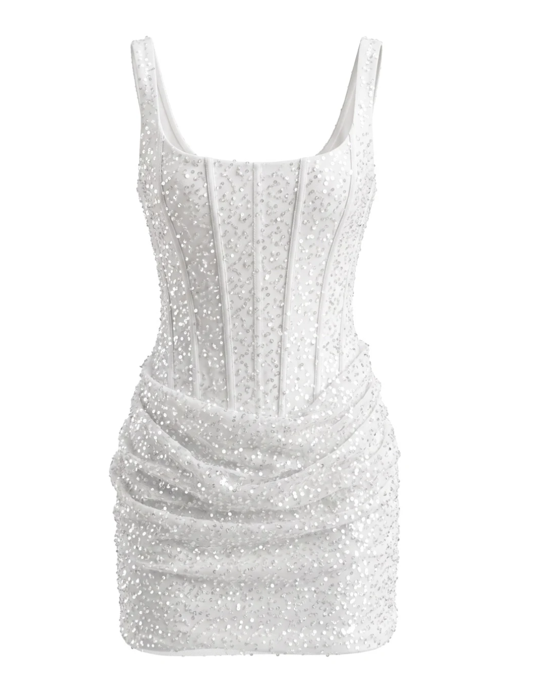 Sequin Draped Corset Dress White HV3152