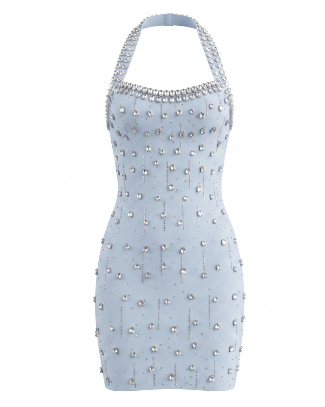 Halter Crystal Dress Light Blue HV2895