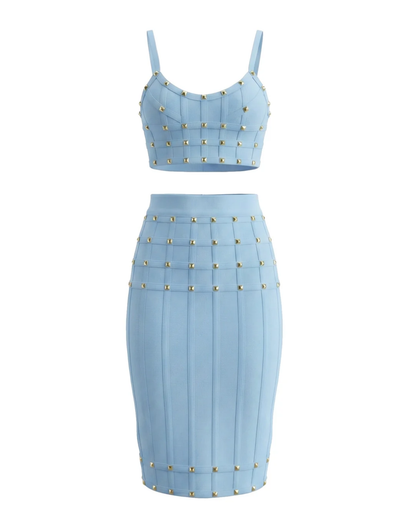 Studded Structured Midi Two Piece Dress HV3036