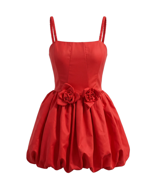 Floral Bubble Dress Red HV3075