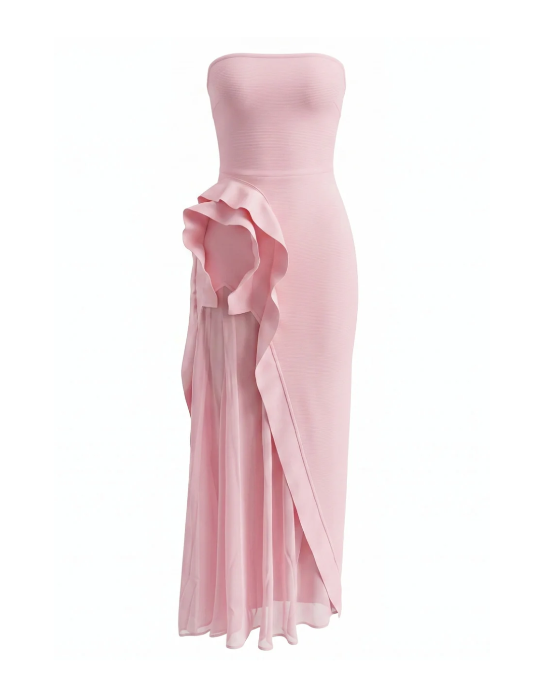 Strapless Floral Detail Maxi Dress Pink HV3115