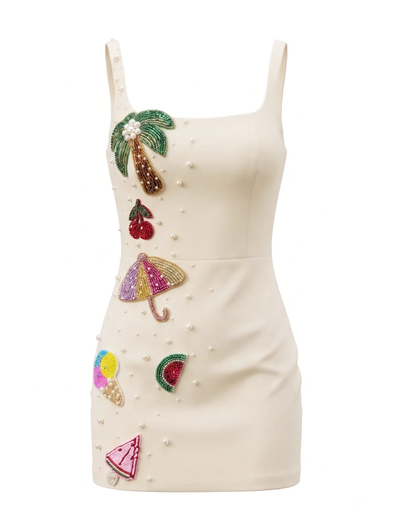 Embellished Corset Dress Ivory HV3147