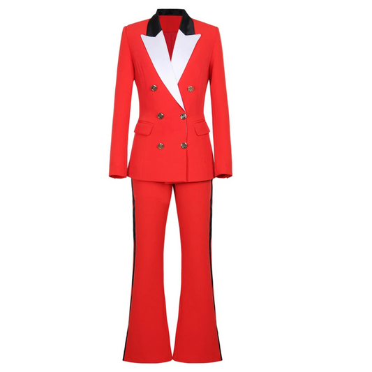 Long Sleeve Suit Red Black White