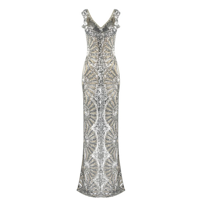 Sequin Maxi Dress Silver