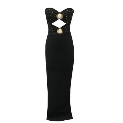 Strapless Embellished Cut Out Maxi Dress  HV1430