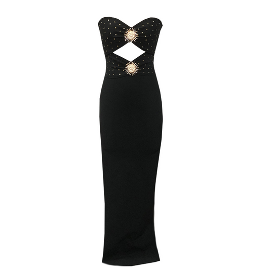 Strapless Embellished Cut Out Maxi Dress  HV1430