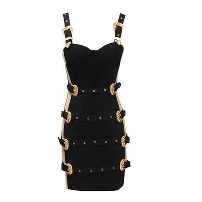 Bustier Buckle Detail Dress Black HV1662
