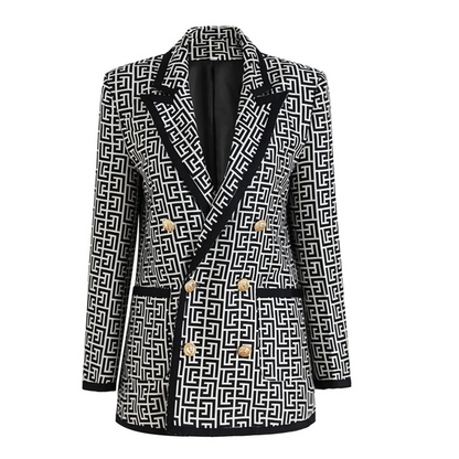 Long Sleeve Blazer Black White