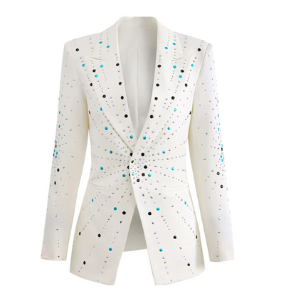 Long Sleeve Embellished Blazer White
