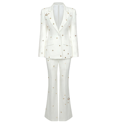 Long Sleeve Ring Detail Suit White HV9232