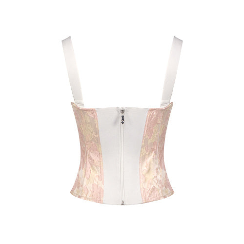 Floral Structured Bustier Top Pink White HV3037